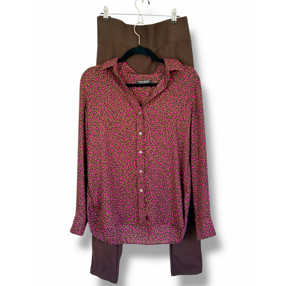 Banana Republic Dillon Button Up Leopard Print Workwear Blouse Size Small - Picture 2 of 9